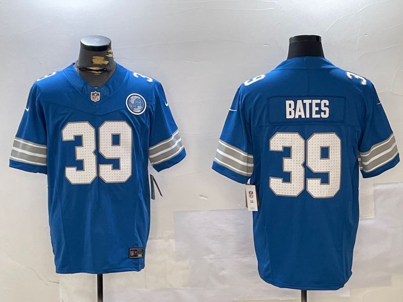 Men Detroit Lions #39 Bates Blue three generations 2024 Nike Limited NFL Jersey style 2